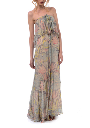 Eve Garden Party Gown in Blue Tulip Print