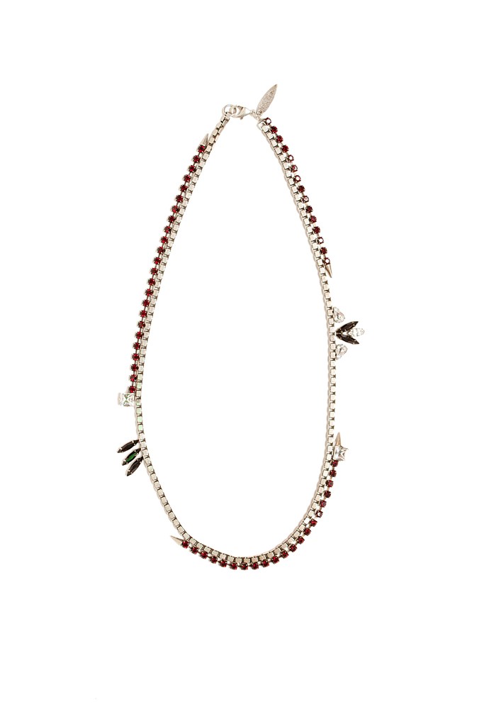 Spike Mid Length Necklace with Gem Stone