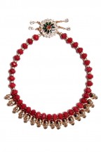 Ruby Strand Skull Necklace