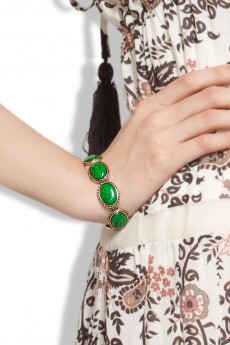 18k Gold PlatedStretchSingleCabochonBracelet