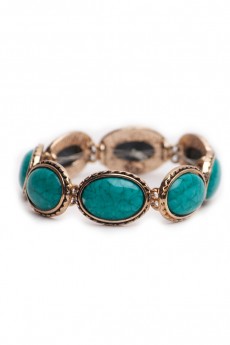 18k Gold PlatedStretchSingleCabochonBracelet