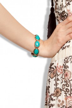 18k Gold PlatedStretchSingleCabochonBracelet