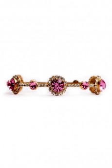 Gold Crystal Bangle with Round Colored Stone