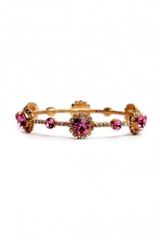 Gold Crystal Bangle with Round Colored Stone