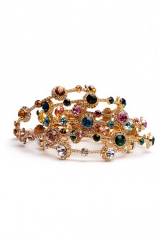 Gold Crystal Bangle with Round Colored Stone