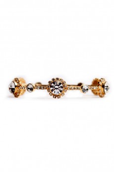 Gold Crystal Bangle with Round Colored Stone