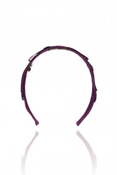 Large Satin Bow with Veiling Leaves on Gorsgrain Skinny Band