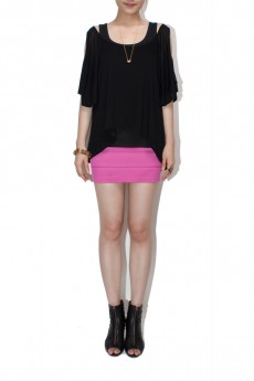 5 Band 3 Elastic Knit High Waist Skirt"